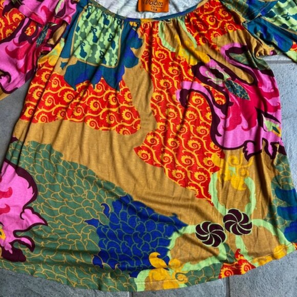 Voom by Joy Han Vibrant Boho-Chic Patchwork Floral Top Women's Size Small (2-4) - Picture 4 of 10